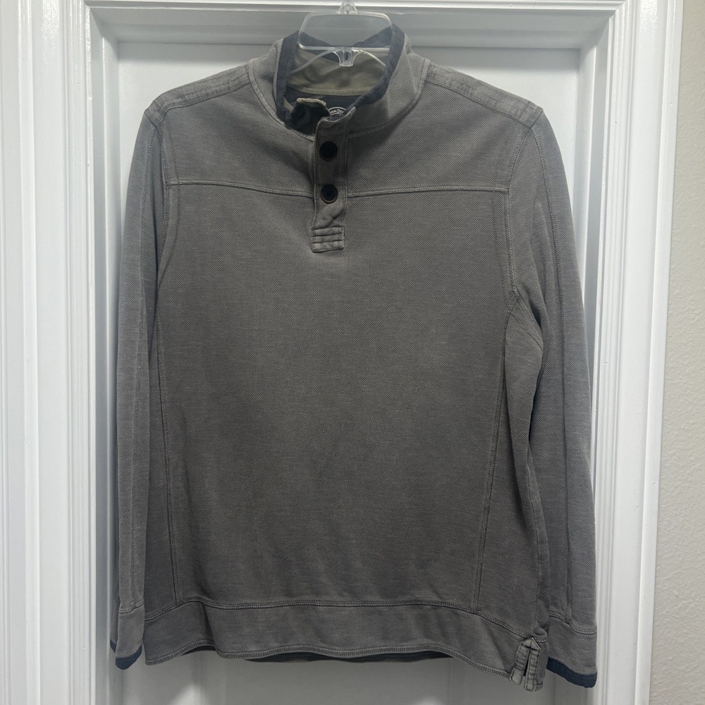 Carbon 2 Cobalt Henley Shirt MEDIUM  Gray Long‎ Sleeve Cotton Blend Textured